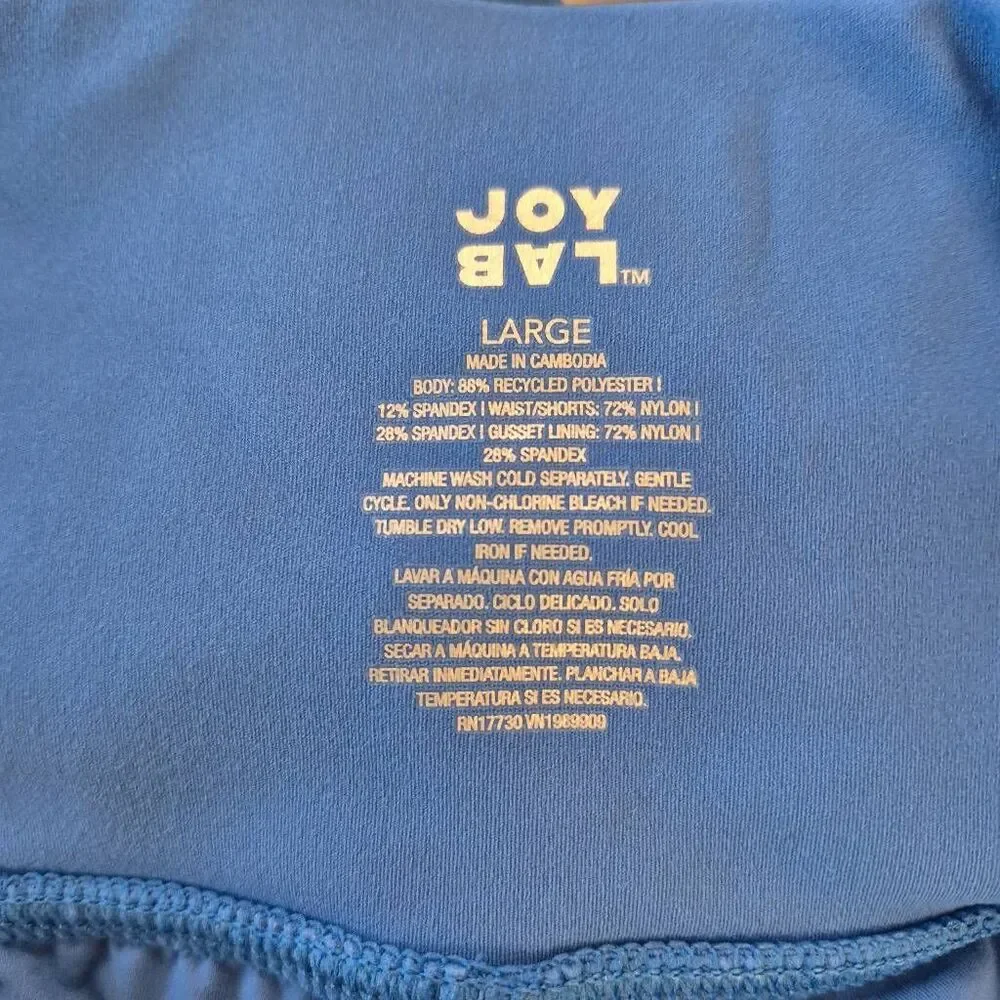 JoyLab Crossover High Waisted Athletic Running Skort Shorts Blue Large
